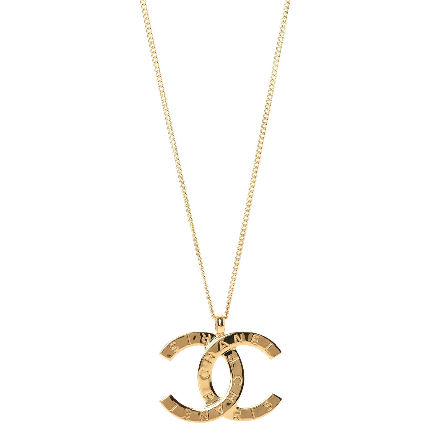 Chanel Metal CC Paris Button Necklace Gold 1 of 5