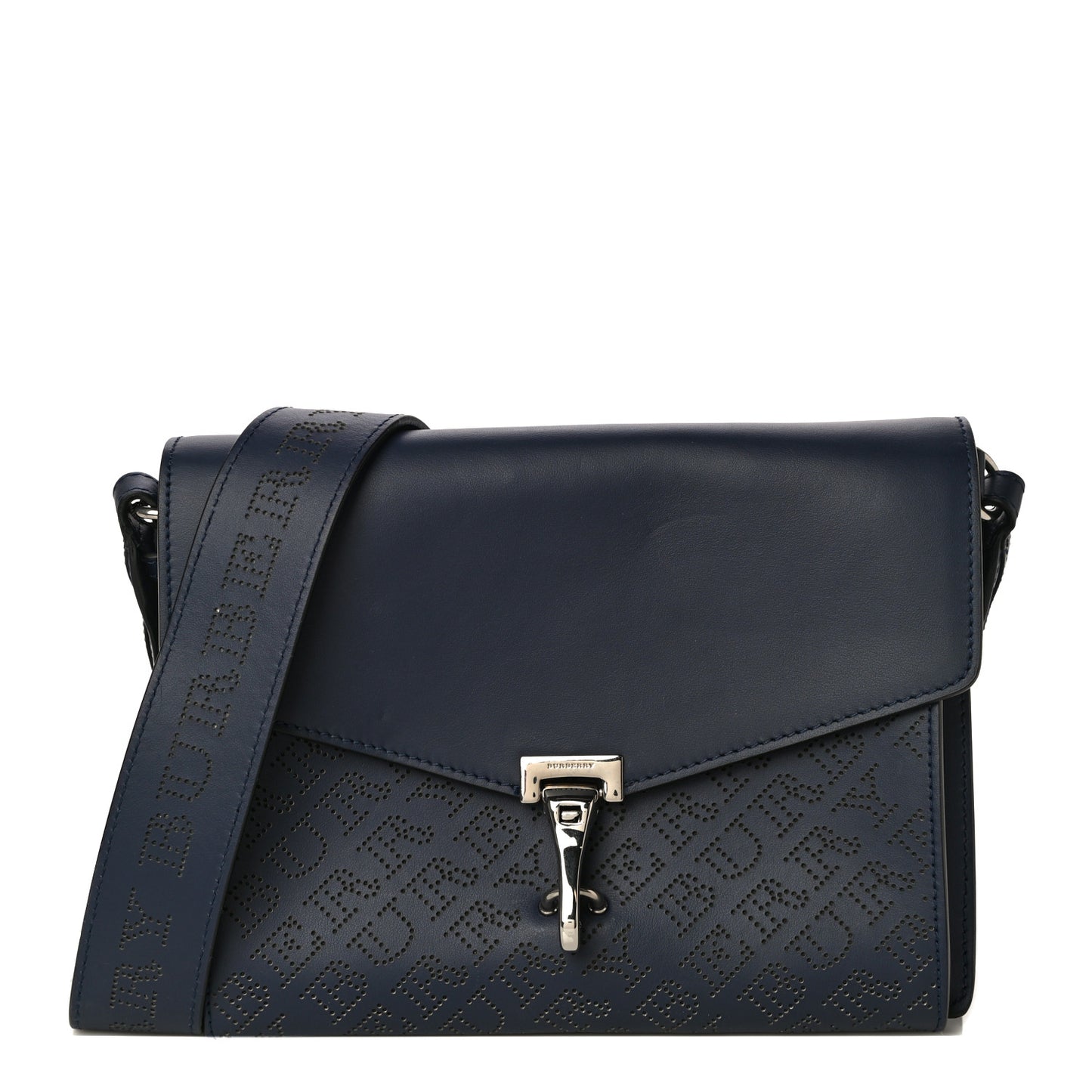 Calfskin Perforated Small Macken Crossbody Bag Regency Blue