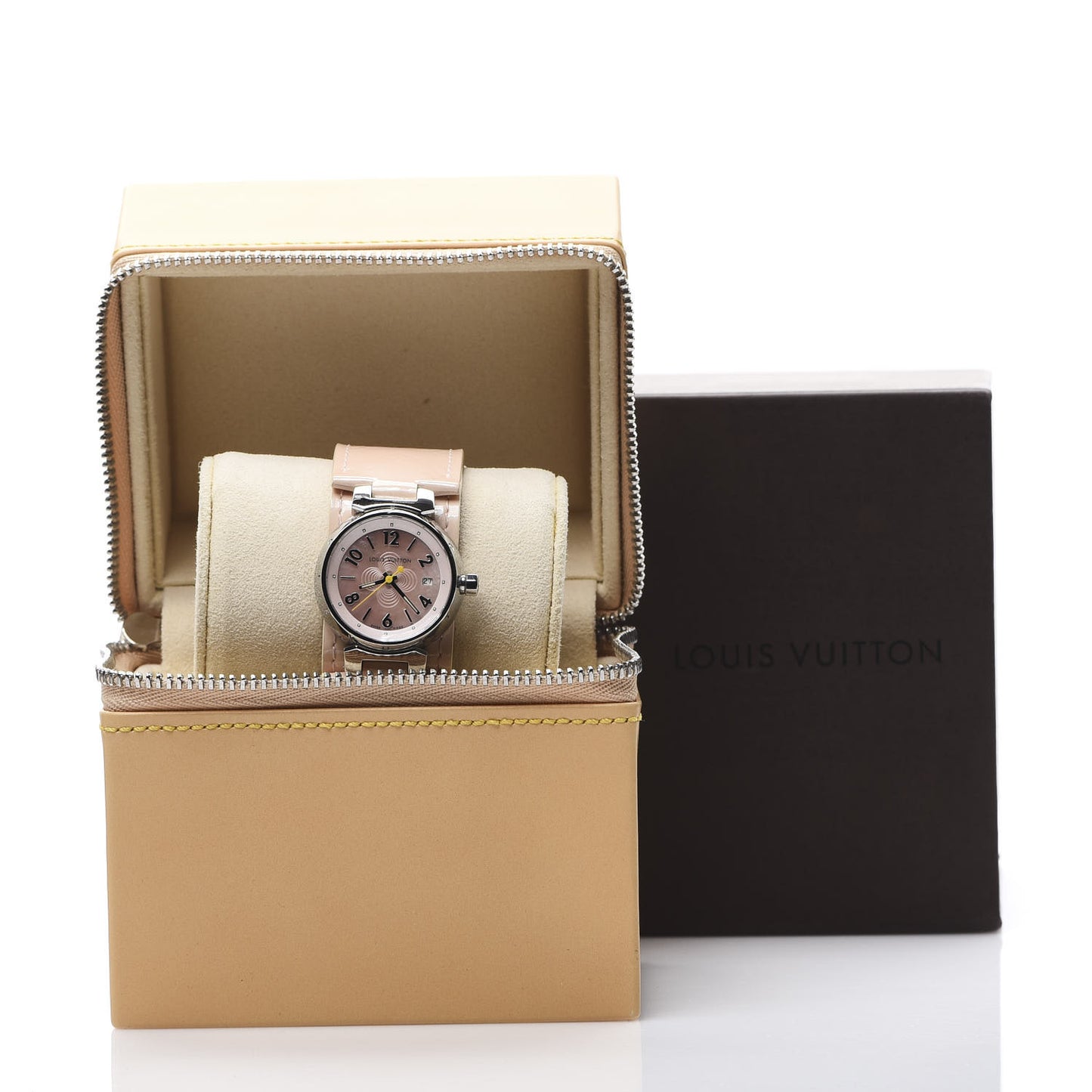 Stainless Steel Vernis Pink Mother of Pearl 28mm Tambour Quartz Watch