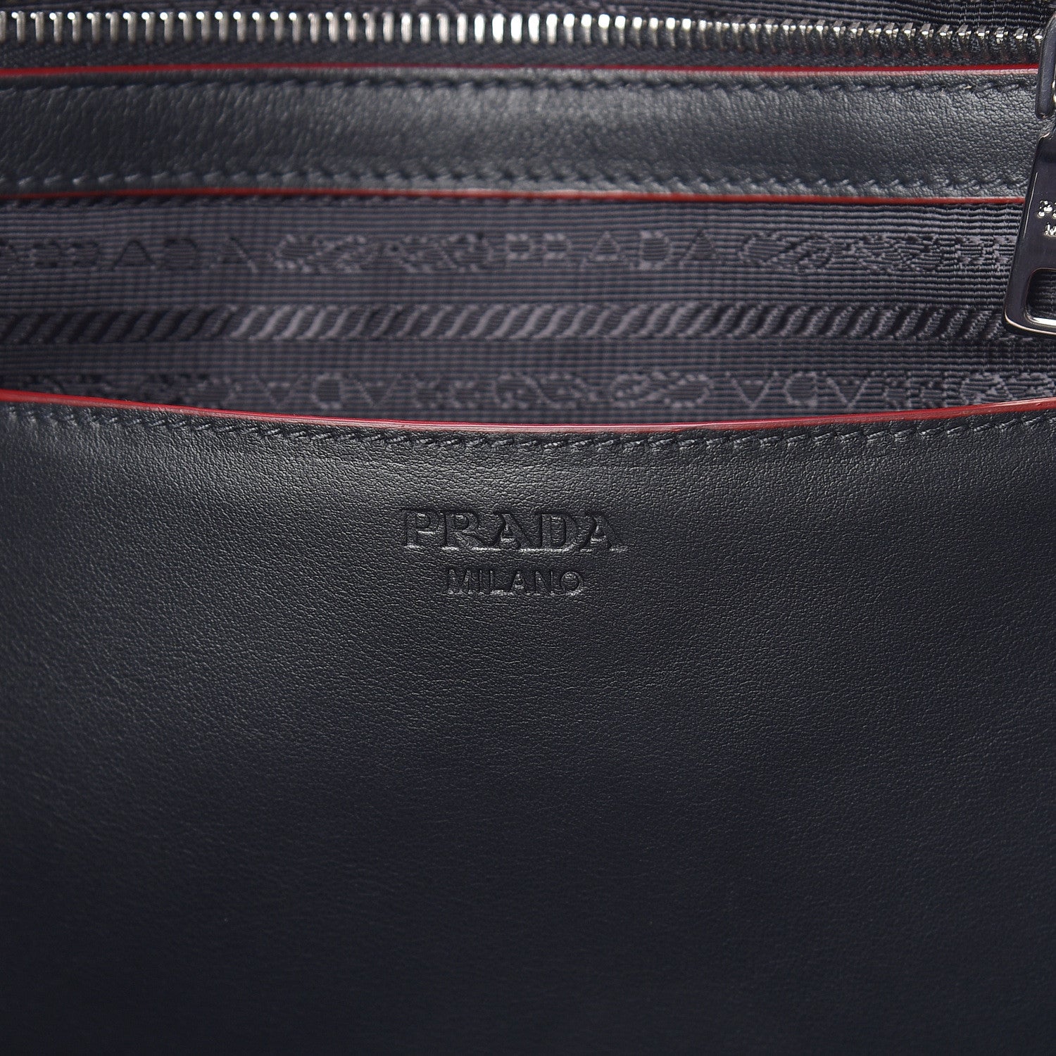 Prada City Calf Sport Tote Black Rosso 6 of 8