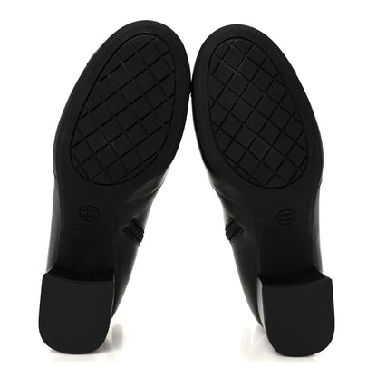 Chanel Stretch Lambskin Cap Toe CC Uniform Short Boots 38 Black 6 of 9