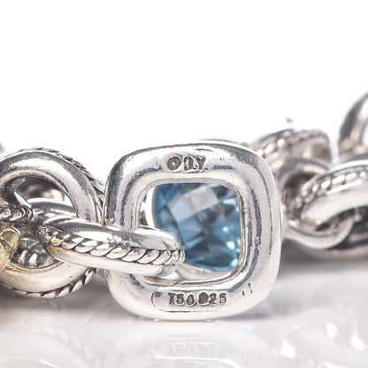 David Yurman Sterling Silver 18K Yellow Gold Blue Topaz Pearl Black Onyx Old World Charm Bracelet 4 of 5