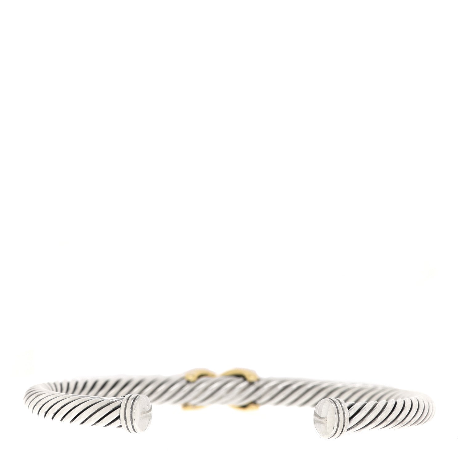 David Yurman Sterling Silver 18K Yellow Gold 4mm X Station Cable Bracelet 3 of 4
