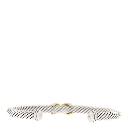 David Yurman Sterling Silver 18K Yellow Gold 4mm X Station Cable Bracelet 3 of 4