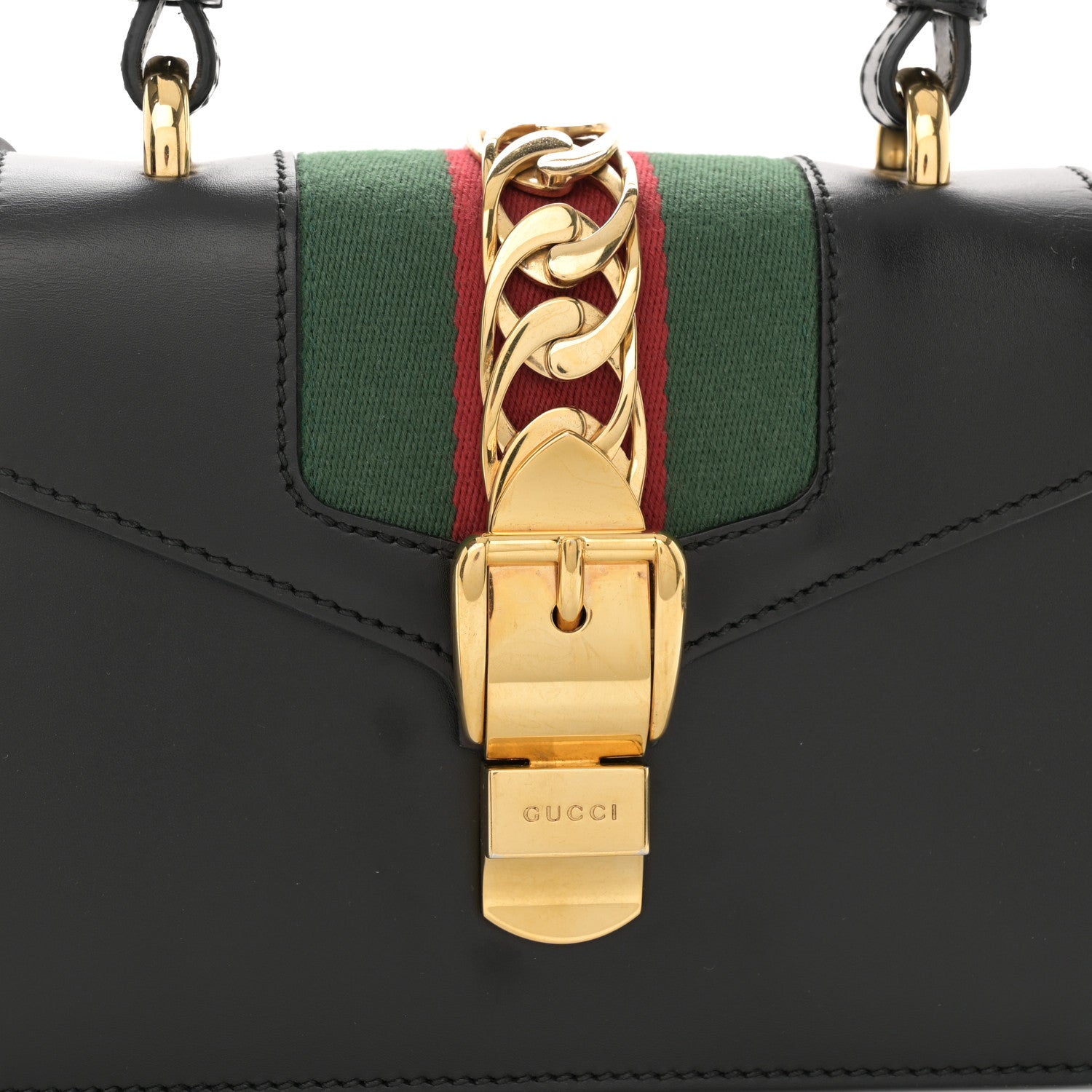 Gucci Calfskin Mini Sylvie Top Handle Bag Black 9 of 11