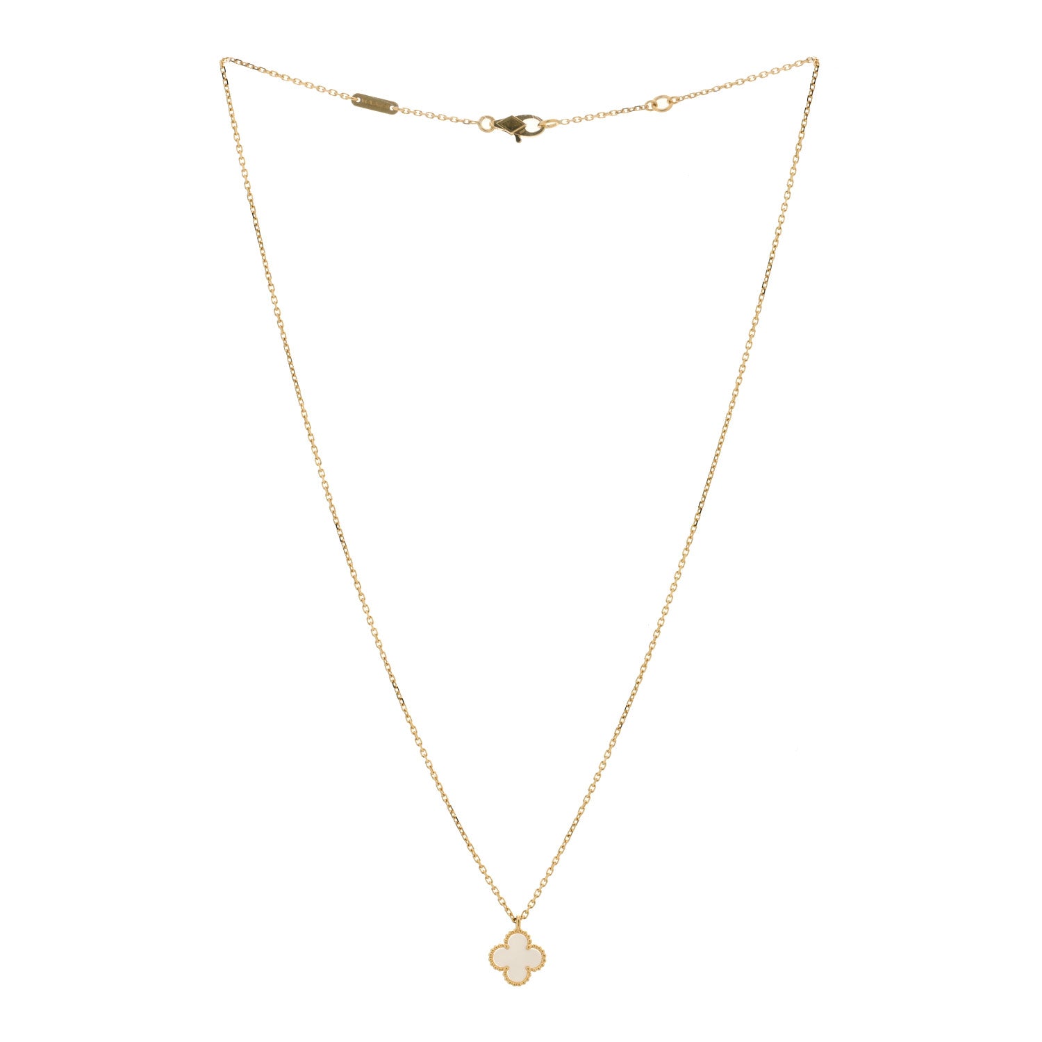 Van Cleef & Arpels 18K Yellow Gold Mother of Pearl Sweet Alhambra Pendant Necklace 2 of 3