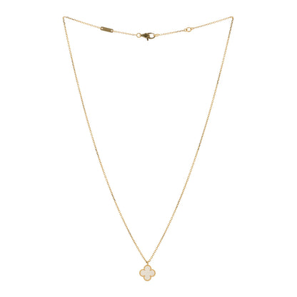 Van Cleef & Arpels 18K Yellow Gold Mother of Pearl Sweet Alhambra Pendant Necklace 2 of 3