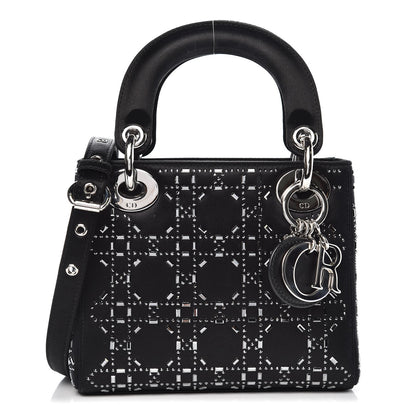 Christian Dior Satin Crystal Cannage Mini Lady Dior Black 1 of 10