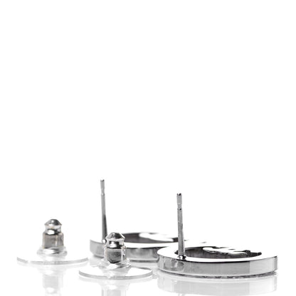 Chanel Crystal CC Round Earrings Silver 3 of 4