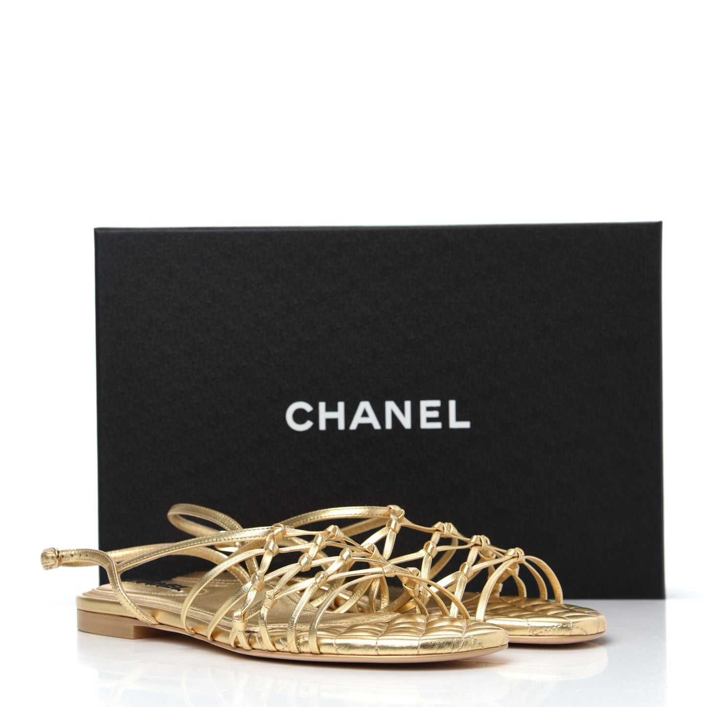 Laminated Lambskin CC Sandals 39.5 Gold