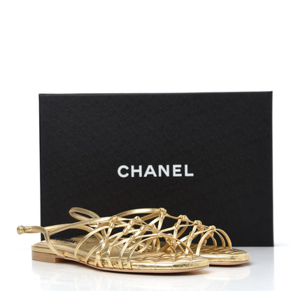 Chanel Laminated Lambskin CC Sandals 39.5 Gold 29 of 30