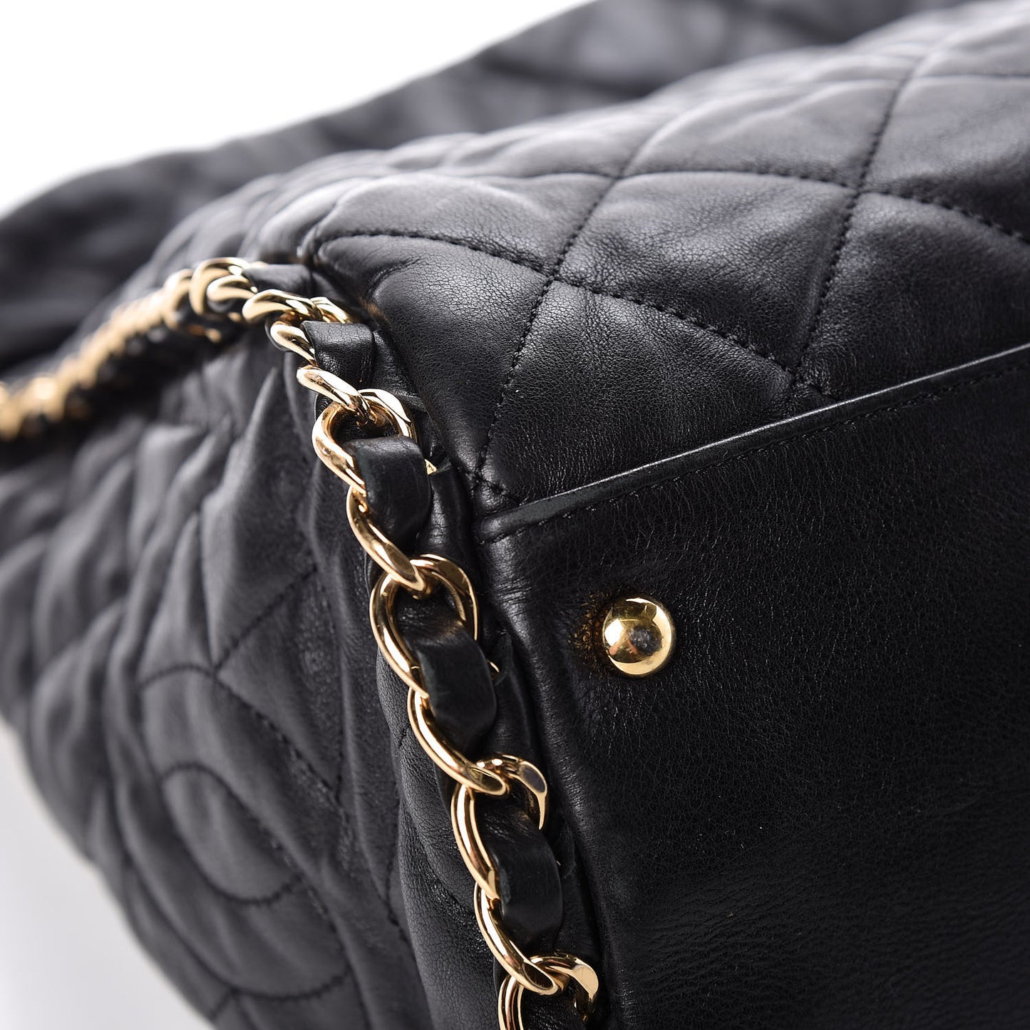 Calfskin Quilted Large Chain Me Hobo Black