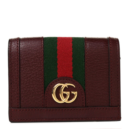 Gucci Textured Calfskin Web Ophidia Card Case Vintage Bordeaux 1 of 9