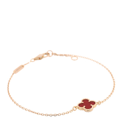 Van Cleef & Arpels 18K Rose Gold Carnelian Sweet Alhambra Bracelet 1 of 4
