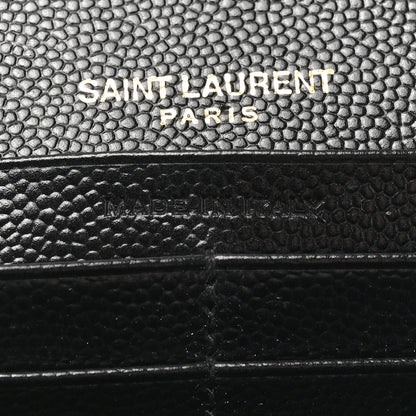 Saint Laurent Grain De Poudre Matelasse Chevron Monogram Flap Wallet Black 7 of 11