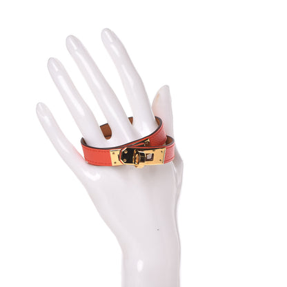 Hermes Epsom Kelly Double Tour Bracelet XS Orange Poppy 2 of 6
