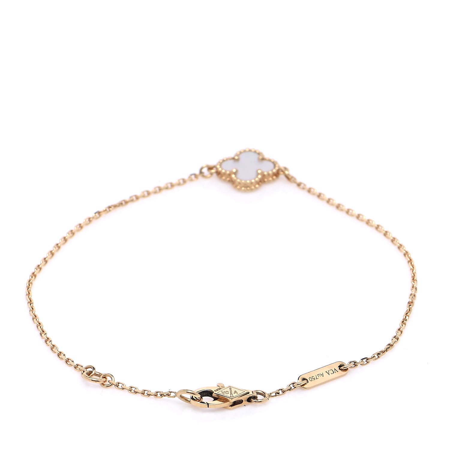 Van Cleef & Arpels 18K Yellow Gold Mother of Pearl Sweet Alhambra Bracelet 3 of 7