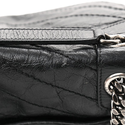 Saint Laurent Crinkled Calfskin Matelasse Monogram Medium Niki Chain Satchel Black 14 of 14