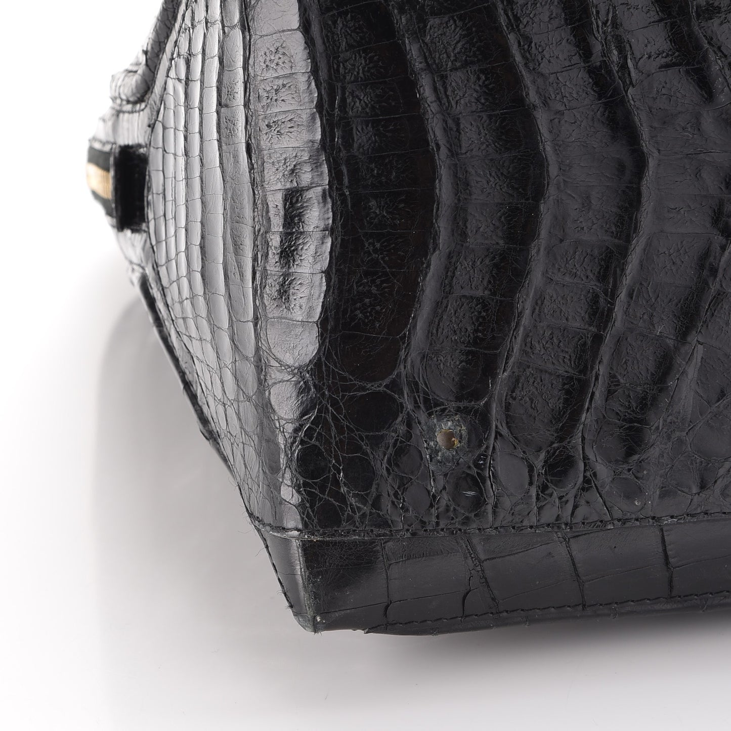 Crocodile Top Handle Tote Black