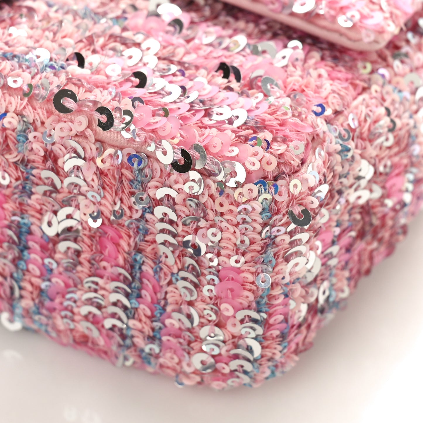 Sequin Mini Rectangular Flap Light Pink Silver