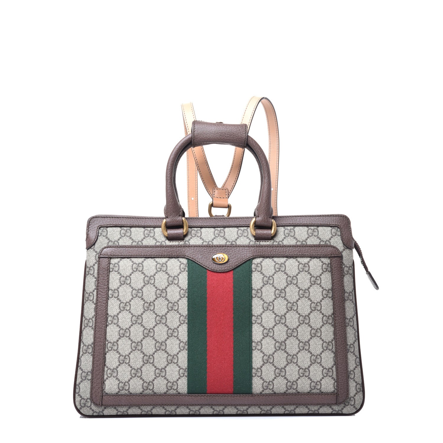 Gucci GG Supreme Monogram Web Ophidia Convertible Backpack Beige New Acero 1 of 9