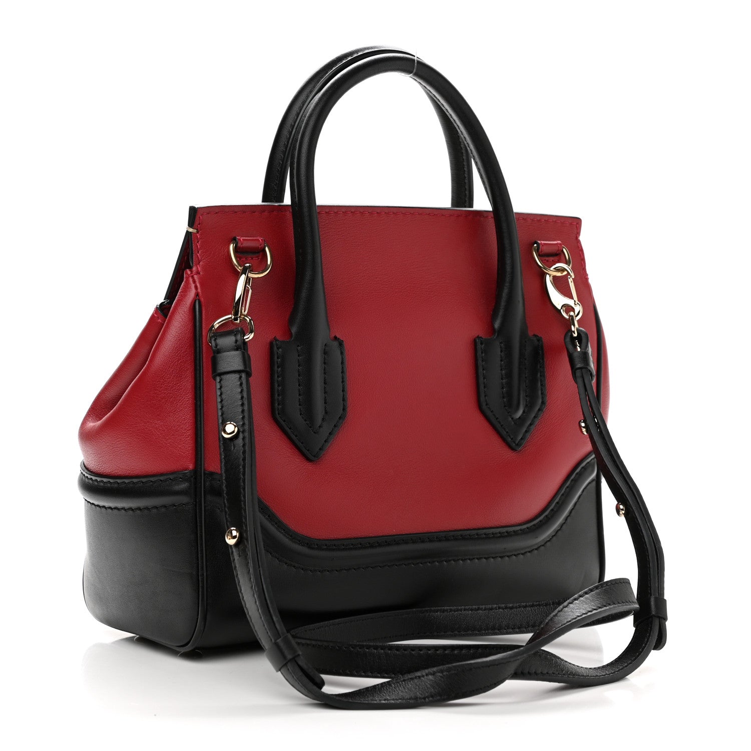 Versace Metallic Grained Calfskin Palazzo Empire Bag Gold Red Black 3 of 9