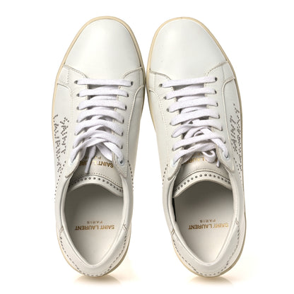 Saint Laurent Calfskin Studded SL/08 Low Top Sneakers 37.5 White 2 of 14