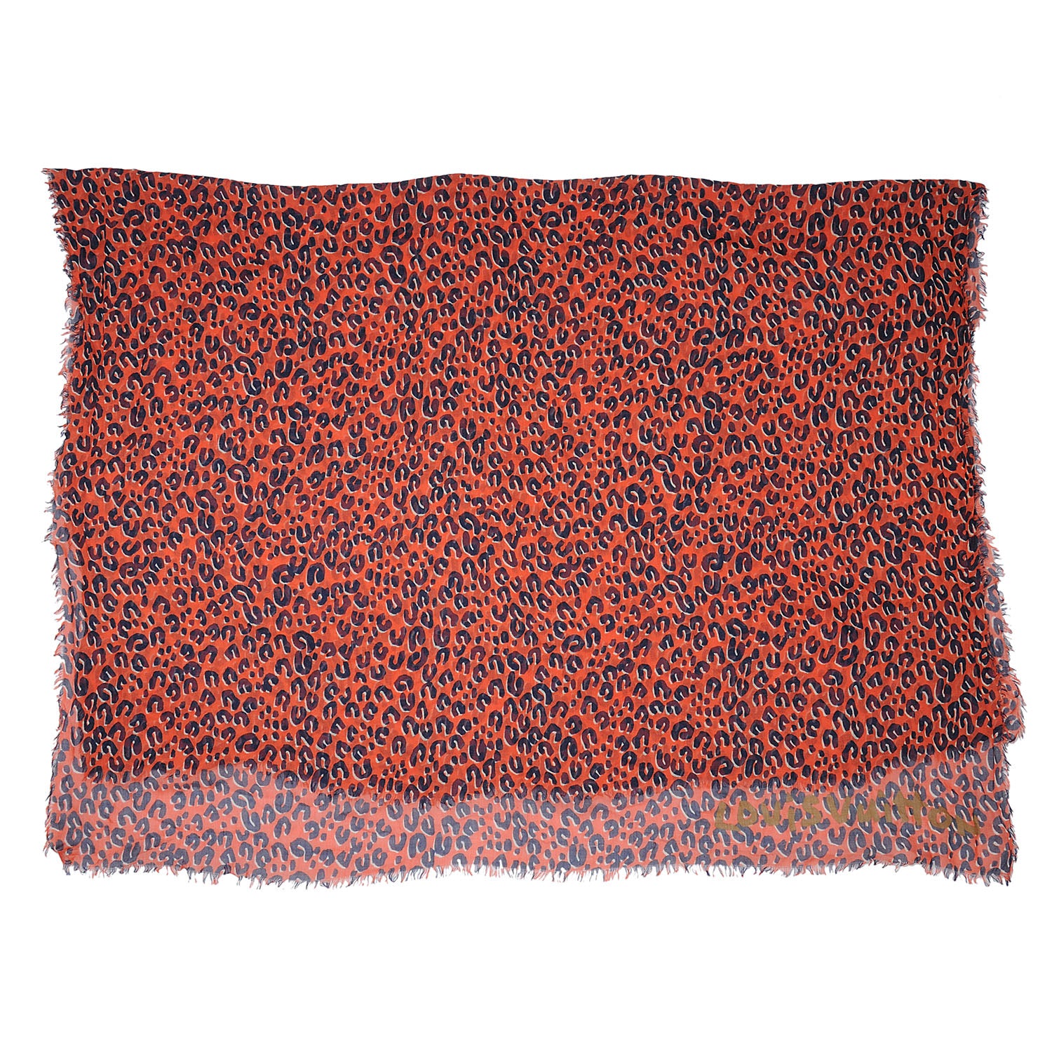 Louis Vuitton Cashmere Silk Leopard Stole Rouge 3 of 4