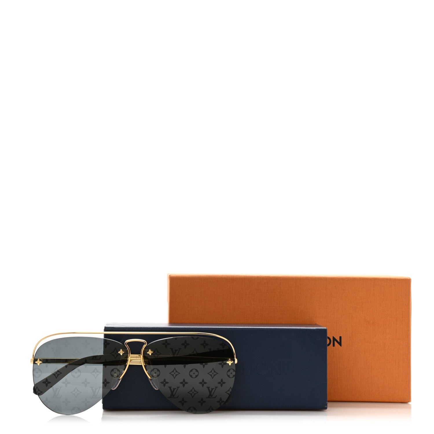 Louis Vuitton Monogram Grease Sunglasses Z1172W Gold 7 of 7
