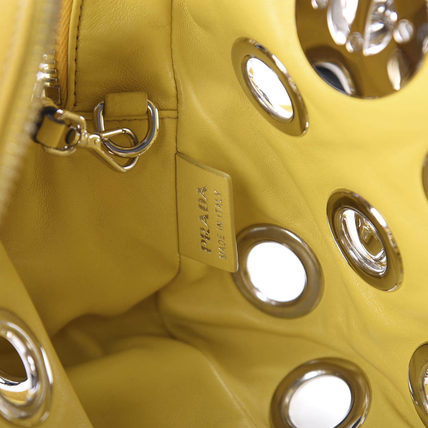 Prada Vitello Daino Grommet Chain Satchel Bag Soleil 6 of 8