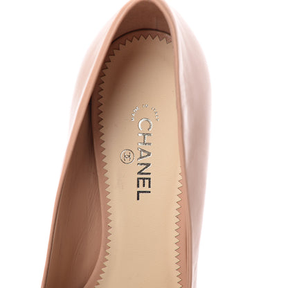 Chanel Lambskin Pearl Peep Toe Pumps 38 Beige Clair 7 of 8