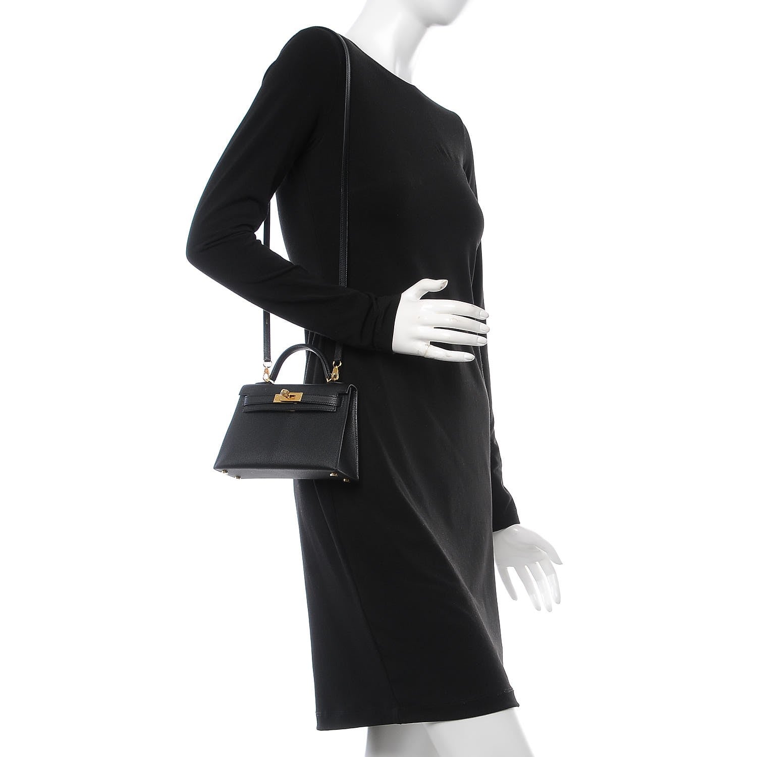 Hermes Chevre Chandra Mini Kelly Sellier 20 Black 2 of 9