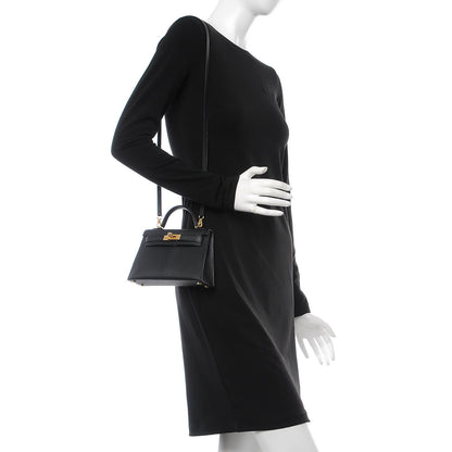 Hermes Chevre Chandra Mini Kelly Sellier 20 Black 2 of 9