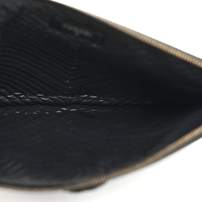 Chanel Calfskin Painted Chevron Embossed Large Boy Zip Pouch Black 5 of 7