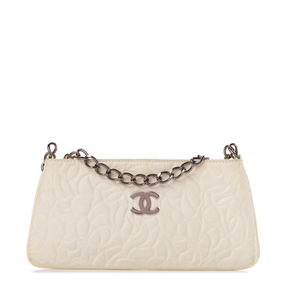Chanel Lambskin Camellia Embossed Pochette White 1 of 10