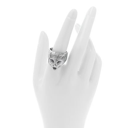 Gucci Sterling Silver Crystal Le Marche Des Merveilles Feline Head Ring 61 9.5 Purple 2 of 7