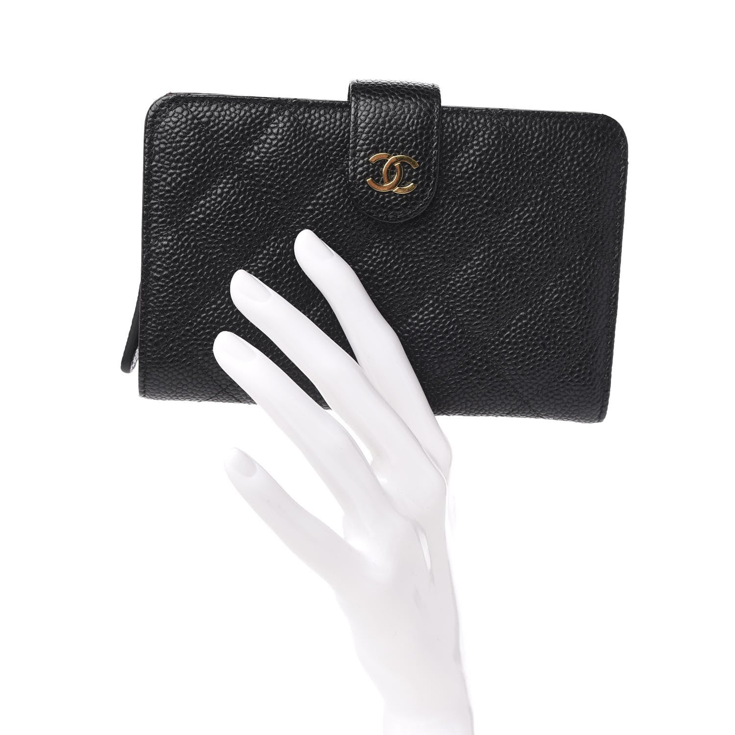 Chanel Caviar Quilted Zipped Pocket Wallet Black 2 of 9