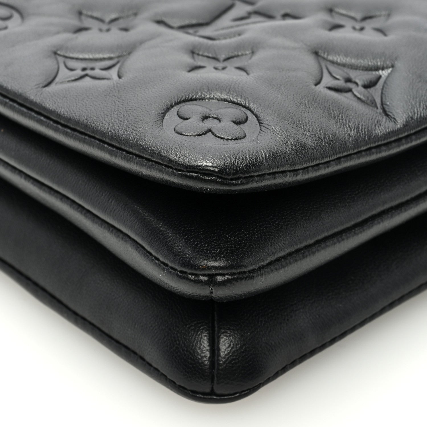 Louis Vuitton Lambskin Embossed Monogram Pochette Coussin Black 9 of 9