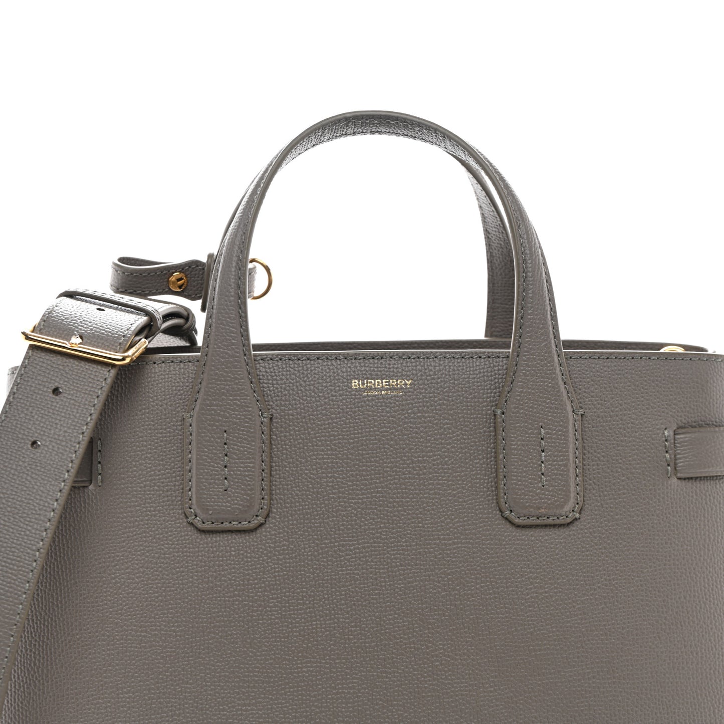 Grainy Calfskin House Check Medium Banner Tote Taupe Brown