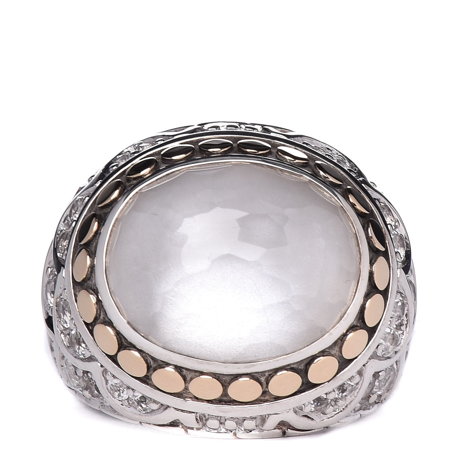 John Hardy Sterling Silver 18K Yellow Gold Quartz Dot Naga Ring 54 7 1 of 6