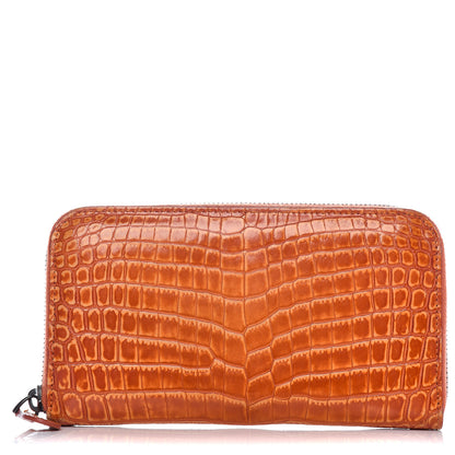Bottega Veneta Shiny Crocodile Zip Around Wallet Orange 1 of 20