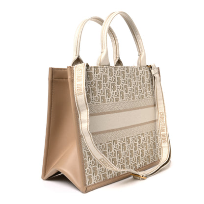 Christian Dior Oblique Calfskin Medium Book Tote With Strap Gold Multicolor Natural 2 of 9