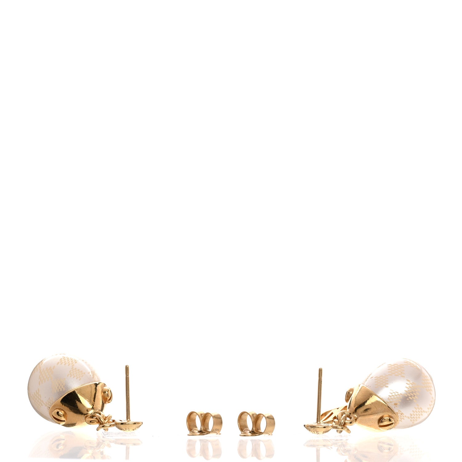 Louis Vuitton Pearl LV Drop Earrings Gold 3 of 5