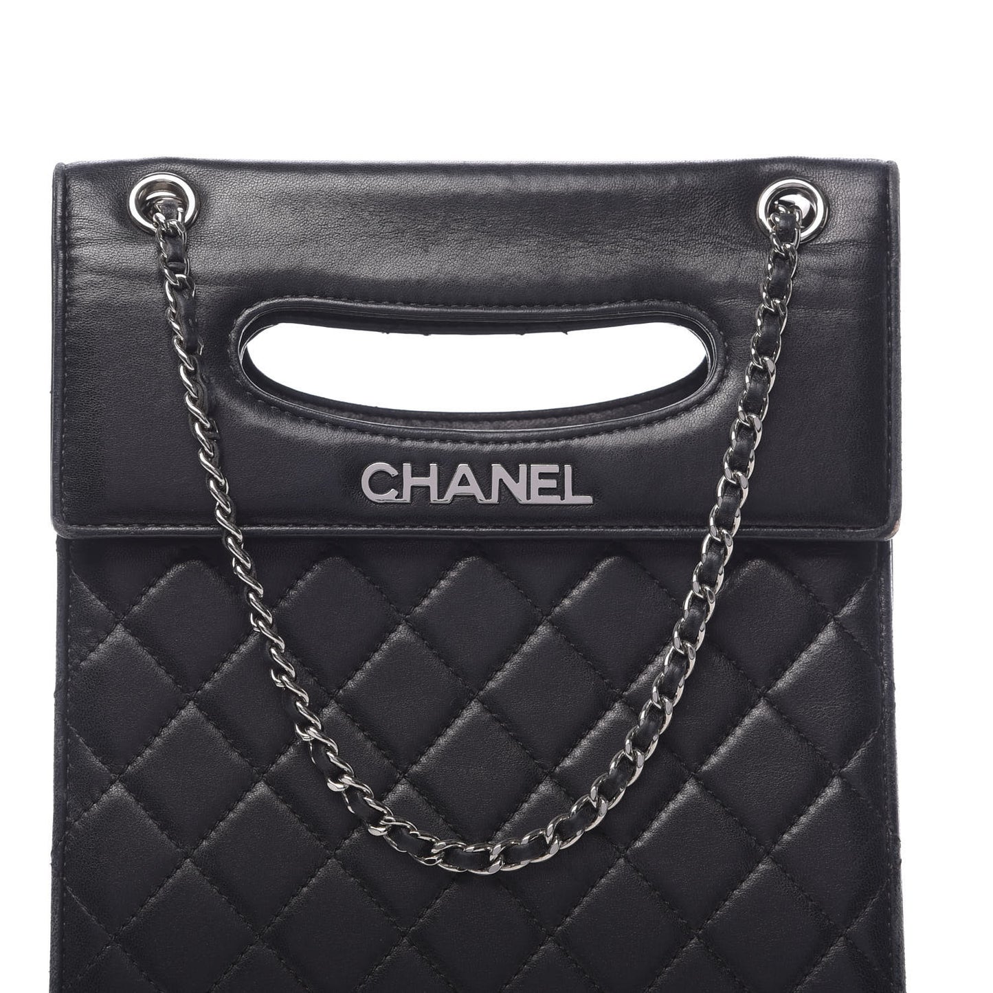 Lambskin Top Handle Logo Flap Black