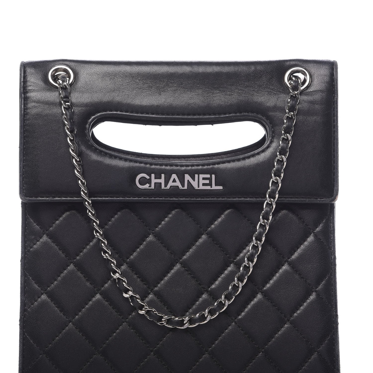 Chanel Lambskin Top Handle Logo Flap Black 7 of 18