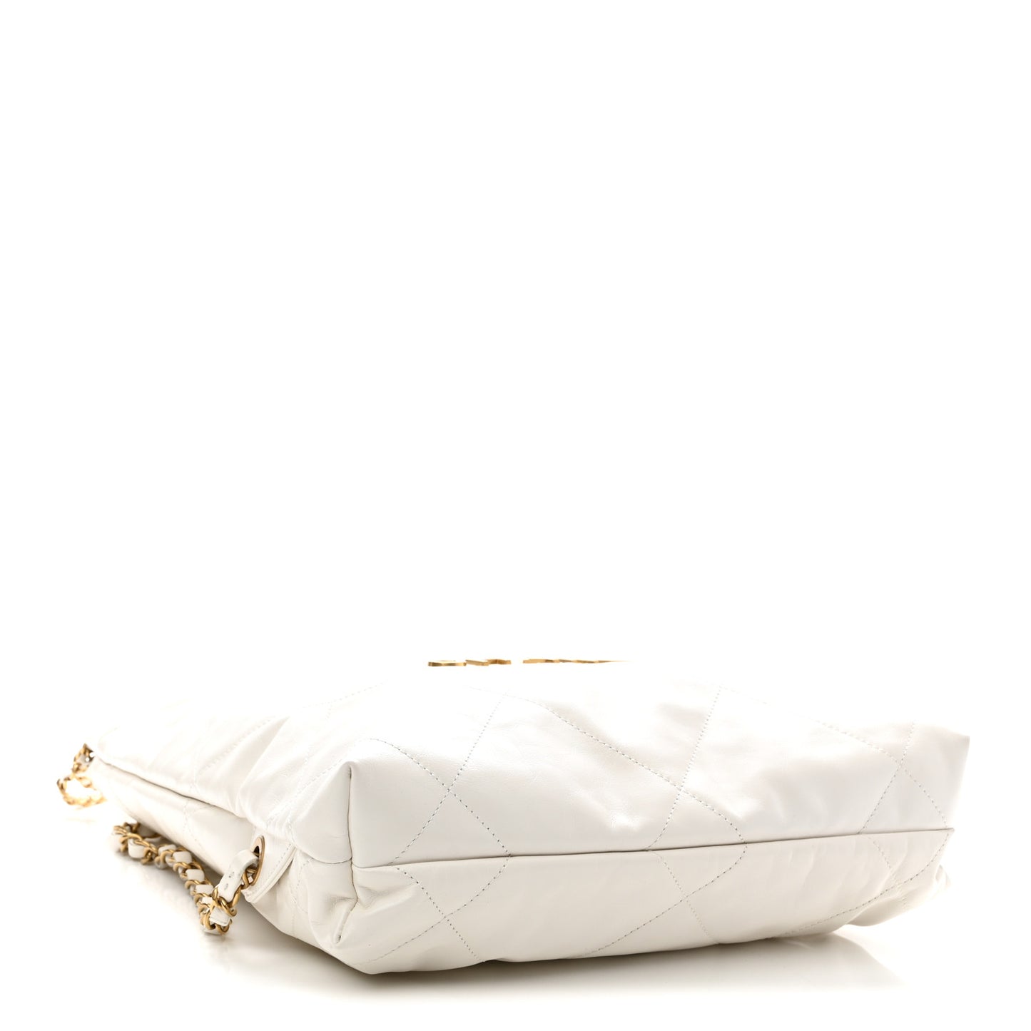 Shiny Calfskin Quilted Chanel 22 Backpack White
