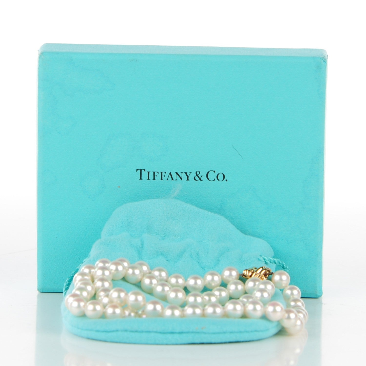 Tiffany 18K Yellow Gold Akoya Cultured Pearl 7mm Signature Necklace 4 of 5