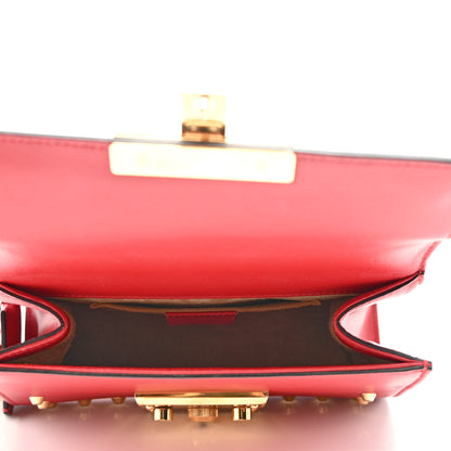 Gucci Calfskin Studded Small Padlock Shoulder Bag Hibiscus Red 5 of 10