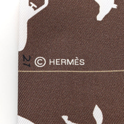 Hermes Silk Parade CG Twilly Marron Gris Orange 3 of 4