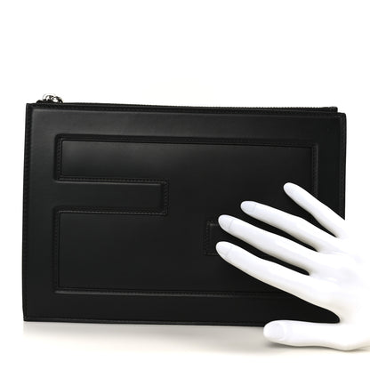 Fendi Vitello Cover Grande Baguette Pouch Black Palladio 2 of 8